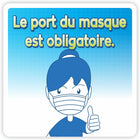 Eddie's Vinyl Face "Masque facial requis" Social Distancing Decal - 7.5" x 7.5" - French-Easy to understand graphics and messaging