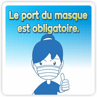 Eddie's Vinyl Face "Masque facial requis" Social Distancing Decal - 7.5" x 7.5" - French-Easy to understand graphics and messaging