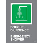 Accuform Signs "Douche D'Urgence / Emergency Shower Csa" Safety Sign, 14" x 10", Plastic, Bilingual With Pictogram-Display Type Bolt-On