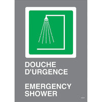 Accuform Signs "Douche D'Urgence / Emergency Shower Csa" Safety Sign, 14" x 10", Plastic, Bilingual With Pictogram-Display Type Bolt-On