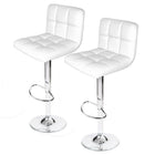 Nicer Furniture Hexagrid Swivel Hydraulic Bar Stool - White - 2 Pack-Set of 2 contemporary stools, upholstered in durable polyurethane leatherette.