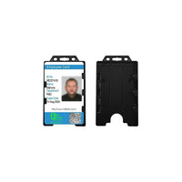 Beslayn Vertical Heavy Duty 2-Sided Open Face Rigid Plastic ID Card Holder, 2-1/8" x 3-3/8", Black, 50 Pack-Heavy duty double sided open face ID holder perfect for use with company I.D. cards and business cards