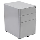 Flash Furniture Modern 3-Drawer Legal/Letter Locking Mobile Filing Cabinet - Grey-Smooth surface drawers with side handles