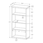 Monarch Specialties 7407 48"H Bookcase - Black/Grey With Adjustable Shelves-Product Dimensions: 23.75"L x 11.75"D x 47.5"H