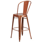 Flash Furniture Tabouret de bar de qualité commerciale, de 30 po avec dossier en métal cuivre pour l'intérieur et l'extérieur-Finition du cadre enduit de poudre cuivrée