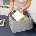 Bankers Box Collapsible Fabric Storage Box with Lid - Gray Hanging File Box with Handle - Letter/Legal - 15” x 12” x 10”-Double end, single side, double bottom construction for moderate stacking or for use with shelving