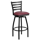 Flash Furniture HERCULES Series Black Ladder Back Swivel Metal Barstool - Burgundy-500 lb. Weight Capacity