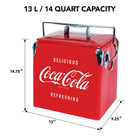 Coca-Cola Vintage Ice Chest, 13L-Locking handle with lid to keep contents secured