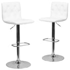 Flash Furniture 15 1/2" x 18" Vinyl Adjustable Height Bar Stool W/Chrome Base, White, 2 Pack-Set of 2 Contemporary Style Stools