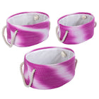 Truu Design Ombre Oval Storage Baskets, Set of 3, Pink-Rope handle for easy portability