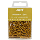 JAM Paper Coloured Standard Paper Clips, Small, Gold Paperclips, 3 Packs of 100, 300 Total (24365004)-3 Packs of 100