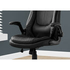 Monarch Specialties 7277 High-Back Executive Office Chair - Black Leather-Look-360-degree swivel seat and black 5-star base with hooded casters offer mobility, while an adjustable height mechanism with tilt-back/lock-in control allows the chair to be optimized for the sitter