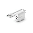 Belkin Boost Charger Dual USB-A Wall Charger 24W plus Lightning to USB-A Cable-Charge 2 devices from one outlet
