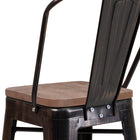 Flash Furniture 24" High Black-Antique Gold Metal Counter Height Stool with Back & Wood Seat-Galvanized Steel Construction with Cross Brace under seat for extra stability