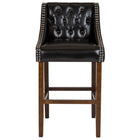 Flash Furniture Carmel Series 30" High Transitional Tufted Walnut Barstool with Accent Nail Trim - Black LeatherSoft - 2 Pack-Set of 2 Transitional Style Bar Stool