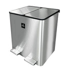 Modern Homes Stainless Steel Dual Garbage Can - 40L-Non slip, non marking base