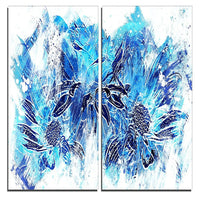 Designart Electric Blue Flowers Canvas Art Print, 40"W x 40"H, 2 Panels, (PT3410-1-40-40)-Print