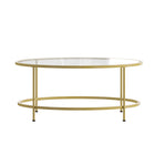 Flash Furniture - Table à café en verre de la collection Astoria avec cadre doré mat-Surface en verre trempé clair
