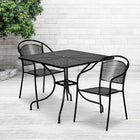 Flash Furniture 35.5" Square Curved Back Black Patio Table Set, 2 Chairs (CO35SQ03CHR2BK)-Table and Chair Set
