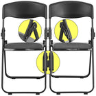Flash Furniture HERCULES Heavy Duty Black Plastic Folding Chair with Built-in Ganging Brackets-Textured Seat ensures safe seating