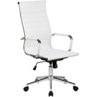 Nicer Furniture Group Style High Back Executive Chair - White-Top grain leather on surface of seat and back. Foam Molded Seat and Back
