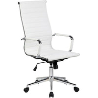 Nicer Furniture Group Style High Back Executive Chair - White-Top grain leather on surface of seat and back. Foam Molded Seat and Back