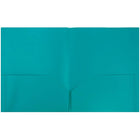 JAM Paper Plastic 2 Pocket School POP Folders, Teal Blue, 96 Pack-Size: 9-1/2" x 11"