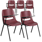 Flash Furniture Burgundy Ergonomic Shell Chair with Right Handed Flip-Up Tablet Arm-Compact Size Desk