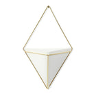 Umbra Trigg Wall Display, Large, White and Brass (470752-524)-Concrete Resin / Brass Plated Metal