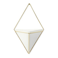 Umbra Trigg Wall Display, Large, White and Brass (470752-524)-Concrete Resin / Brass Plated Metal