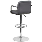 Flash Furniture Contemporary Quilted Vinyl Adjustable Height Barstools with Arms & Chrome Base - Grey - 2 Pack-Quilted Design Covering