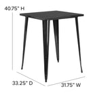 Flash Furniture 31.5" Square Black Metal Indoor-Outdoor Bar Height Table-Black Powder Coat Finish