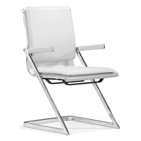 Chaise de conférence Concrete en similicuir, blanc, paq./2-Similicuir blanc, acier chromé