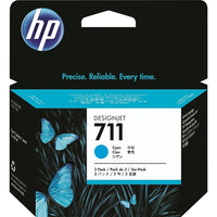 HP 711 Cyan Ink Cartridge, 3 Pack (CZ134A)-Cyan