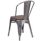Flash Furniture Chaise empilable en métal enduit lustré avec siège en bois-Dossier courbé avec latte verticale