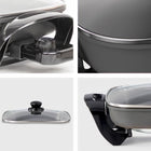 Kenmore Non-Stick Electric Skillet with Glass Lid - 12" x 12" - Black and Grey-1350W heating element heats up quickly and evenly