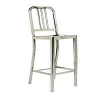 Plata Import Navy Counter Stool, Counter Height, Polished Stainless Steel (C-2201-26-POLISHED)-Metal