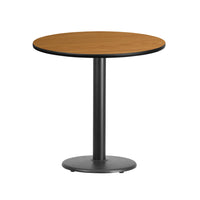Flash Furniture 30" Round Natural Laminate Table Top with 18" Round Table Height Base-Hospitality Table