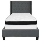 Flash Furniture Riverdale Twin Size Tufted Upholstered Platform Bed with Memory Foam Mattress - Dark Grey Fabric-Twin Platform Bed and Mattress Set