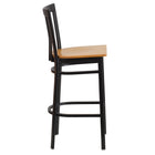 Flash Furniture HERCULES Series Black School House Back Metal Restaurant Barstool - Natural Wood Seat - 2 Pack-Natural Finished Wood Seat