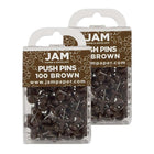 JAM Paper Push Pins, Chocolate Brown Pushpins, 2 Packs of 100, 200 Total (222419049a)-Chocolate Brown Plastic with Metal Point