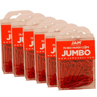 JAM Paper – Trombones géants, rouge, 6 paquets de 75, total de 450 (2183754g)-Rouge
