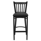 Flash Furniture HERCULES Series Black Vertical Back Metal Restaurant Barstool - Black Vinyl Seat-Metal Barstool