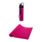 Bodico - Ensemble de fitness avec Tapis de yoga antidérapant et bouteille d'eau de sport en silicone, rose-L'ensemble comprend un tapis de yoga et une bouteille d'eau en silicone, un combo parfait pour vos entraînements