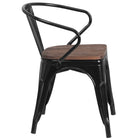 Flash Furniture Black Metal Chair with Wood Seat & Arms-Stack Quantity: 8
