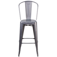 Flash Furniture 30" High Clear Coated Indoor Barstool with Back-Bistro Style Barstool