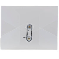 JAM Paper Plastic Portfolio, Button and String Tie Closure, Small Photo Size, 5.25 x 6.75 x.38, Clear Frost, 4 Pack (354609g)-Clear frost