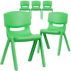 Flash Furniture Green Plastic Stackable School Chair with 13.25" Seat Height-Set of 5 Stacking Student Chairs