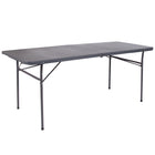 Flash Furniture 30"W x 72"L Bi-Fold Dark Grey Plastic Folding Table with Carrying Handle-6' Folding Table
