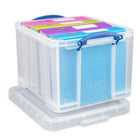Really Useful Boxes – Boîte de rangement de 32 l, transparent-Idéal pour un rangement de bureau ou ménager sécuritaire